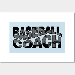 Wavy Baseball Coach Black Posters and Art